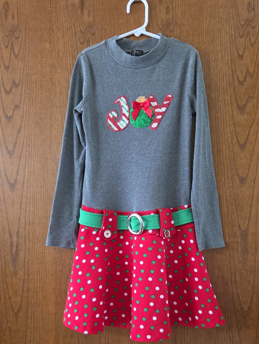 Girls Pink & Violet Brand Size 10/12 Holiday 'Joy' Dress with Polka Dot Skirt